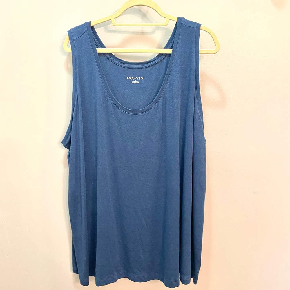 Ava & Viv Women's Blue Tank Top Plus Size 4X